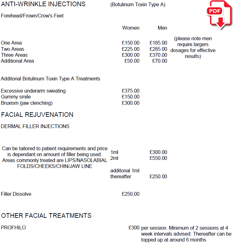 Download Price List in PDF format
